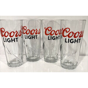 Coors Light Signature 16oz Heavy Beer Glass Set of 4 Silver Bullet Etched NEW
